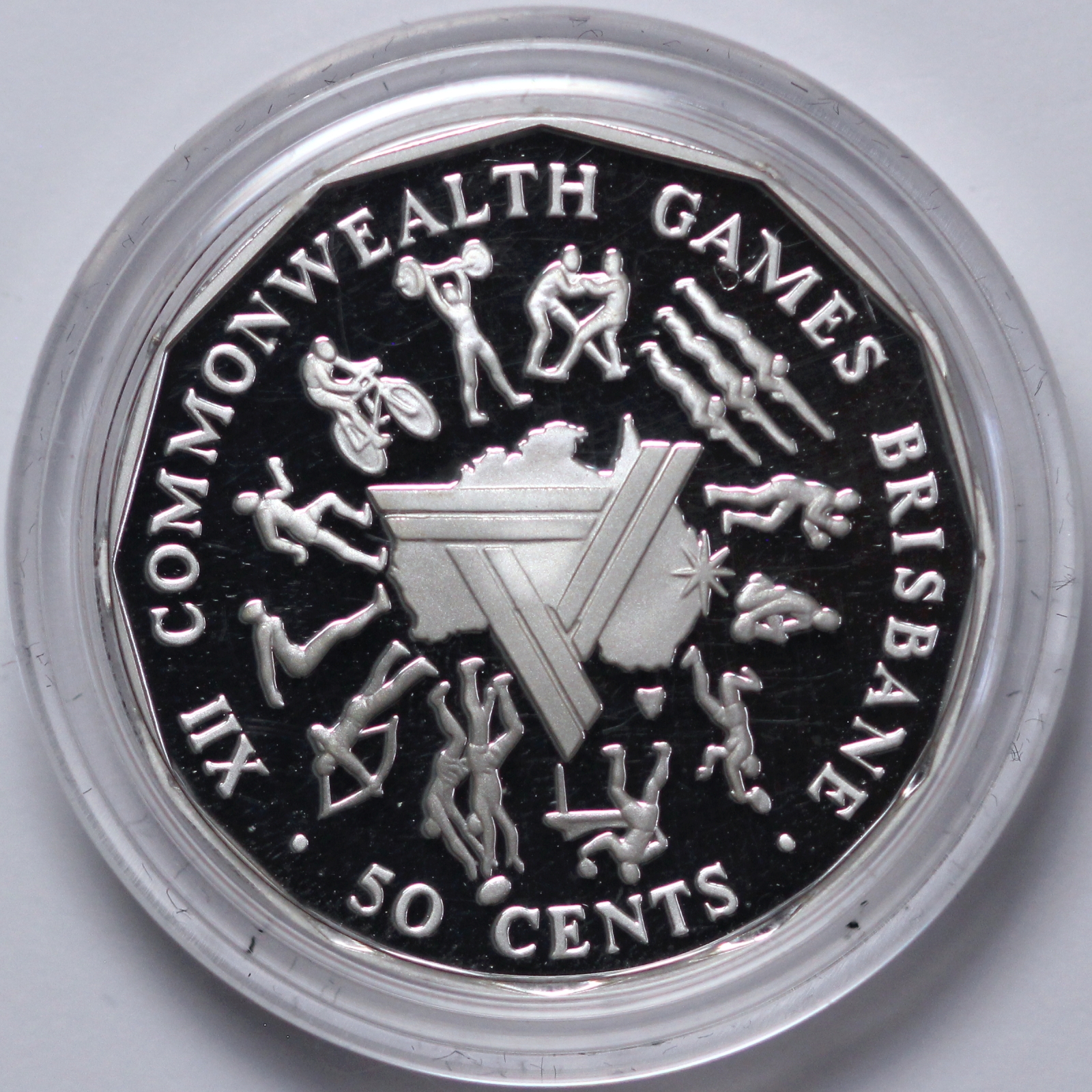 Australia 1989 Fifty Cent Masterpieces 1982 Commonwealth Games Silver Proof Coin Imperial