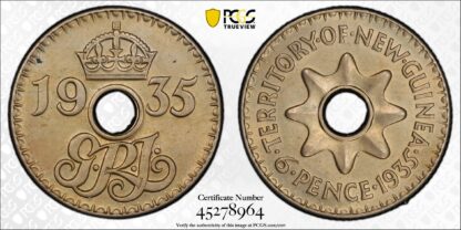 PCGS Graded MS65 Territory of New Guinea 1935 Sixpence 6D Gem Uncirculated Coin - Image 3