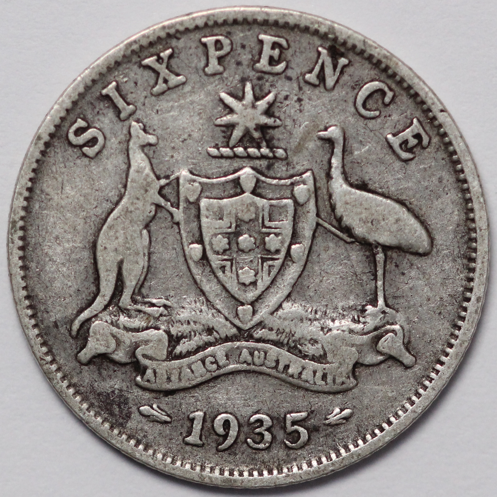 Australia 1935 Sixpence 6D George V Sterling Silver Coin - Scarce Low ...