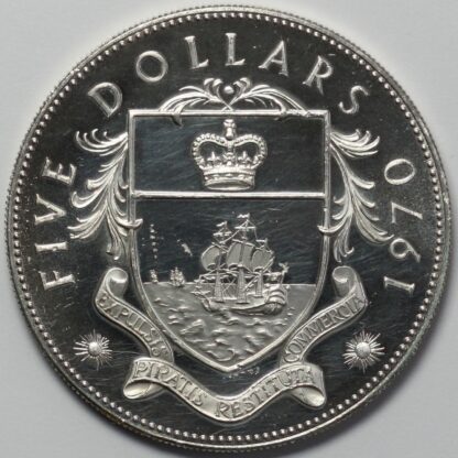 Bahamas 1970 Proof Five Dollars $5 KM# 10 World Silver Coin - Image 3