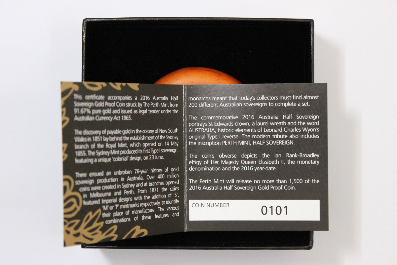 Australia 2016 Perth Mint Half Sovereign Gold Proof Coin w/ Original Packaging - Image 5