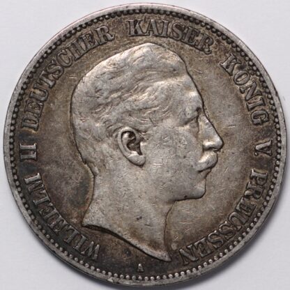 German States Prussia 1903-A 5 Mark Wilhelm II Berlin Mint KM# 523 Silver Coin - Image 2