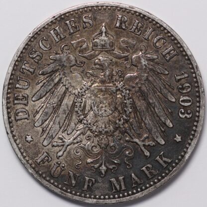 German States Prussia 1903-A 5 Mark Wilhelm II Berlin Mint KM# 523 Silver Coin - Image 3