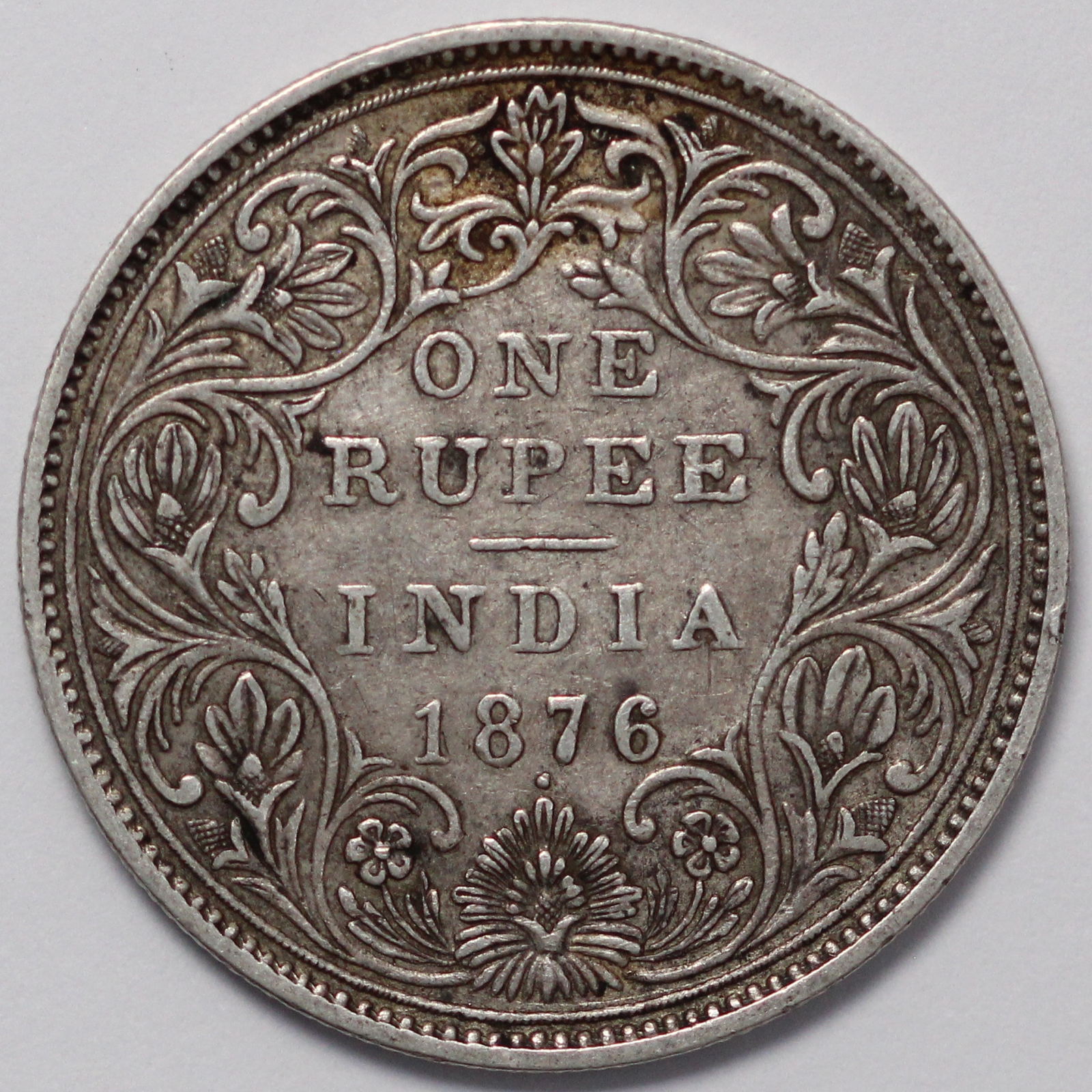 India - British Rupee 1876(b) Dot Type A Bust, Type II Rev Victoria ...