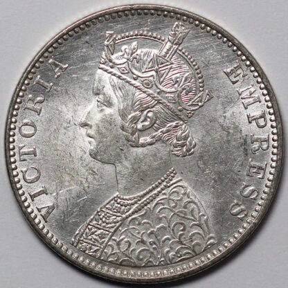 India - British Rupee 1900-B Bombay Type A Bust, Type I Rev Victoria Silver Coin - Image 2