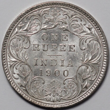 India - British Rupee 1900-B Bombay Type A Bust, Type I Rev Victoria Silver Coin - Image 3