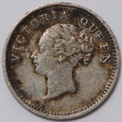 India - British 2 Annas 1841(m) Madras S on Truncation Victoria Silver Coin - Image 2