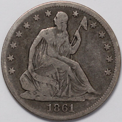 United States USA 1861 Seated Liberty Half Dollar Philadelphia Mint Silver Coin - Image 2