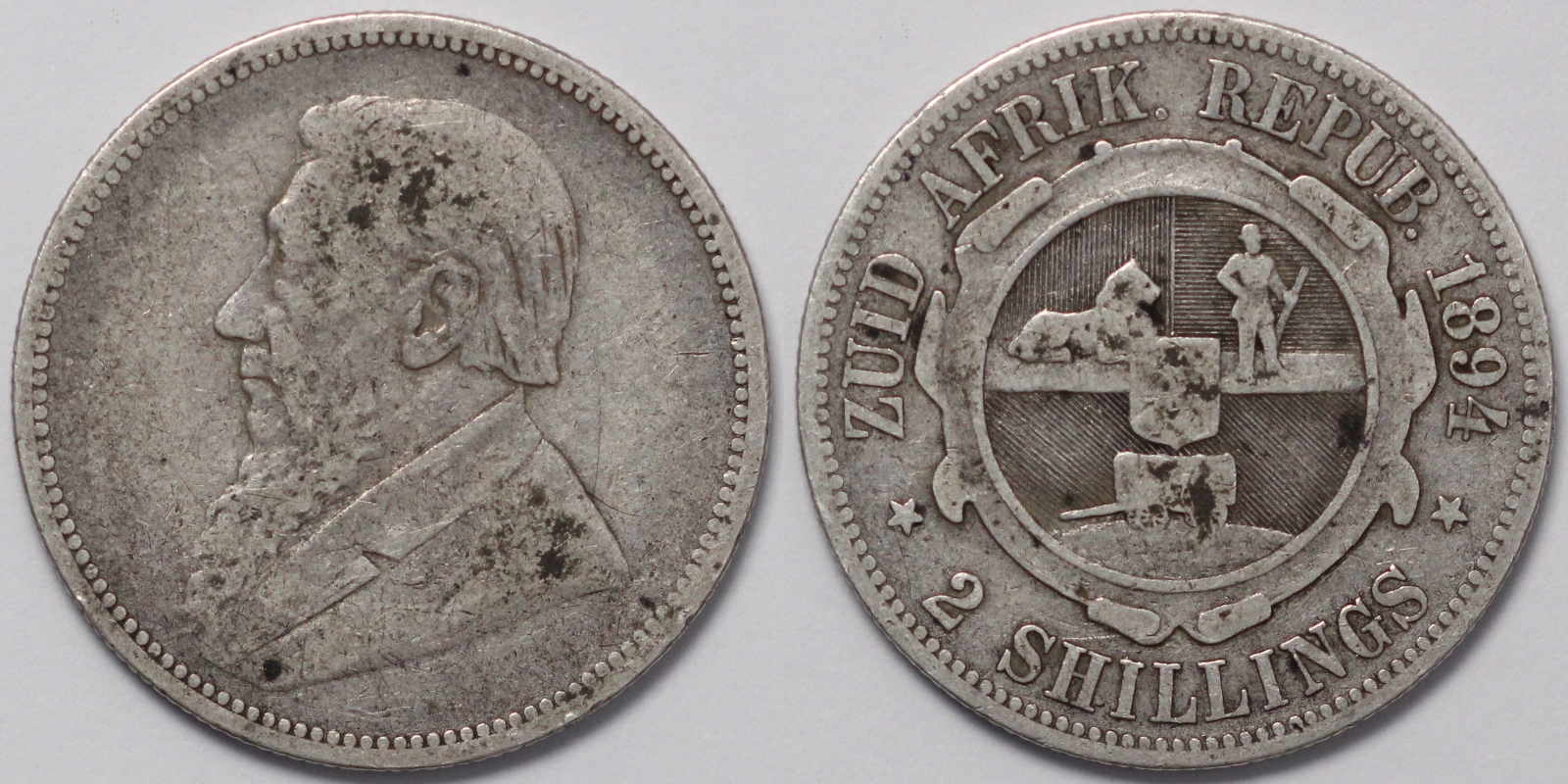 South Africa 1894 2 Shillings Kruger ZAR KM 6 World Silver Coin