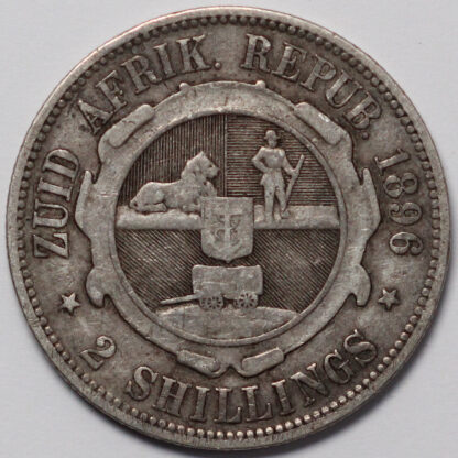 South Africa 1896 2 Shillings Kruger ZAR KM#6 World Silver Coin - Image 3