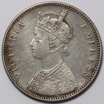 India-British 1880(B) Dot Rupee Type A Bust Type IV Reverse Victoria Silver Coin - Image 2