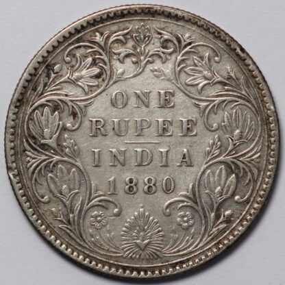 India-British 1880(B) Dot Rupee Type A Bust Type IV Reverse Victoria Silver Coin - Image 3