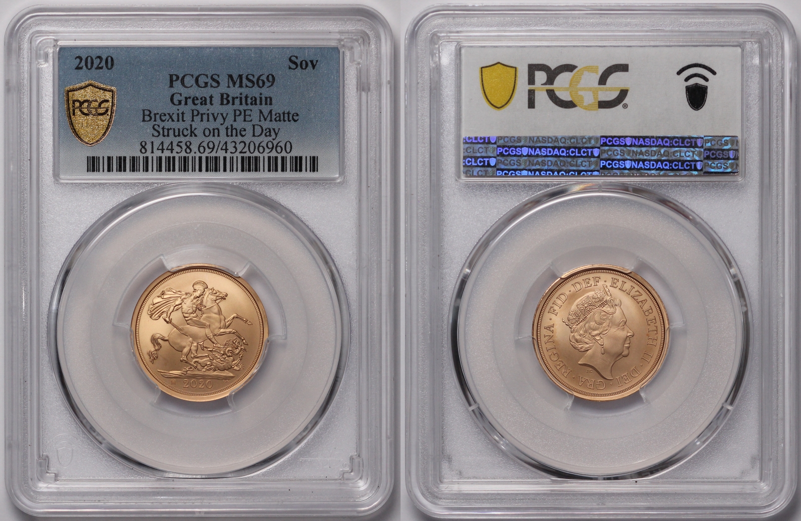 PCGS Graded MS69 Great Britain 2020 Brexit Privy Sovereign Matte Unc Gold Coin - Image 2