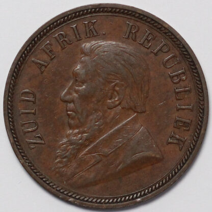 South Africa Republic ZAR 1898 Penny 1D Zuid Afrikaansche Republiek Bronze Coin - Image 2