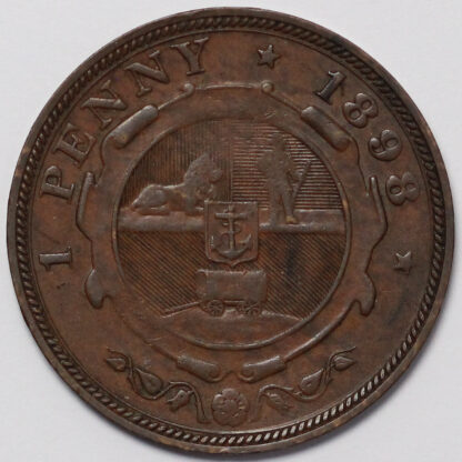 South Africa Republic ZAR 1898 Penny 1D Zuid Afrikaansche Republiek Bronze Coin - Image 3