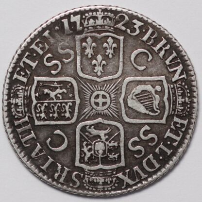 Great Britain 1723 South Sea Co SSC Shilling French Arms at Date Silver Coin - Image 3