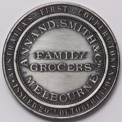 1949 Numismatic Assoc. of Victoria First Australian Copper Token Silvered Medal - Image 3