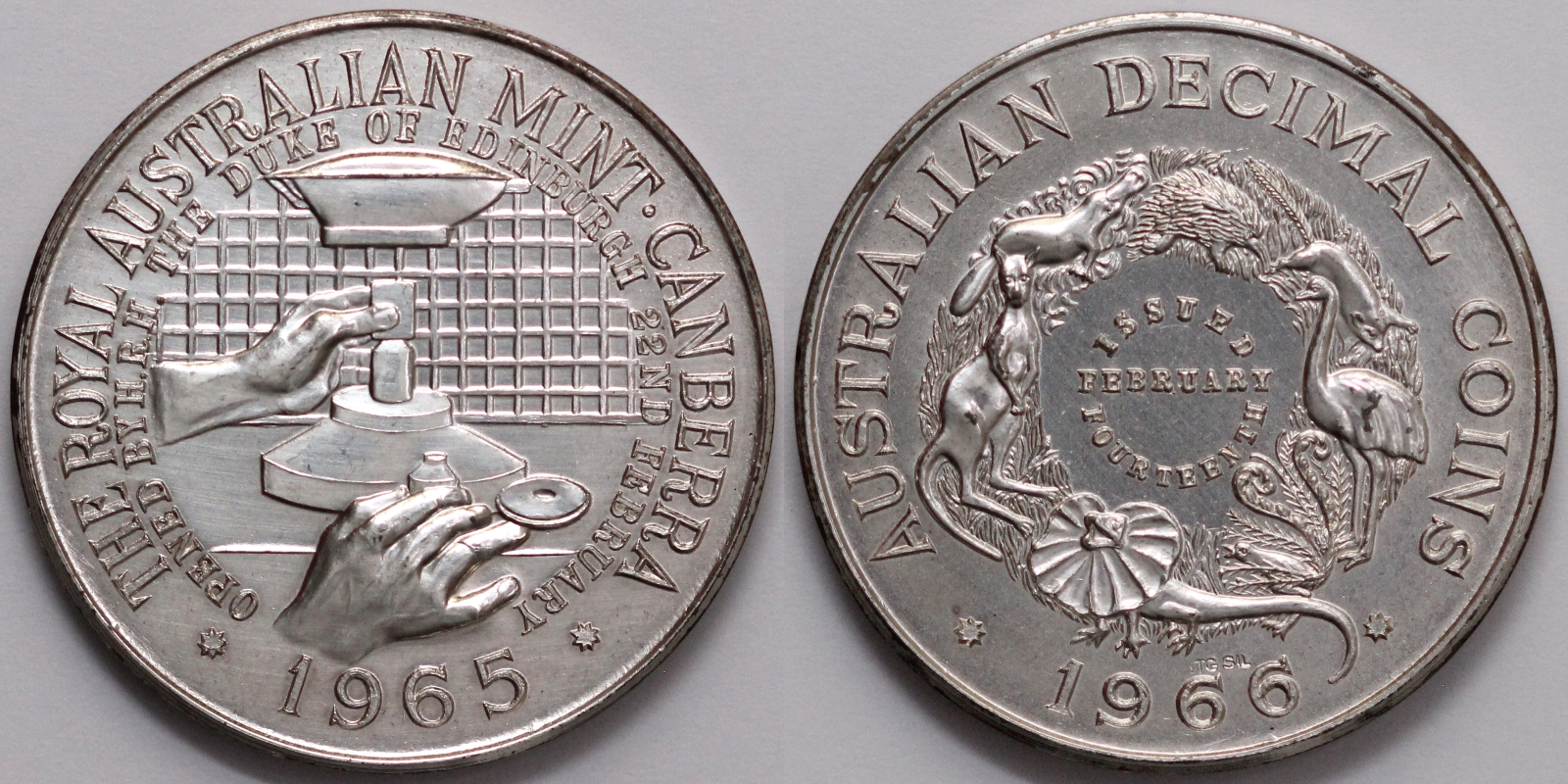 1965 RAM 1966 Decimal Coins Silver Medal