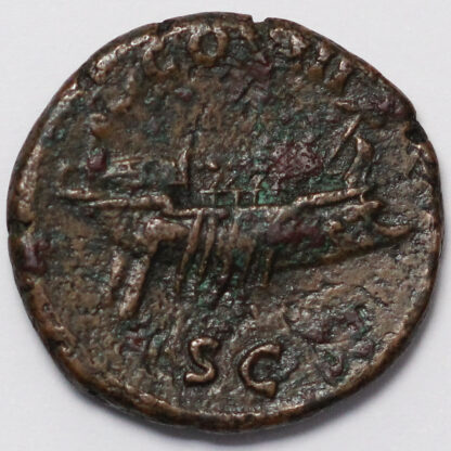 Ancient Roman Imperial Coin Hadrian AD 125-127 Æ As Ship Rome Mint -  Scarce - Image 3