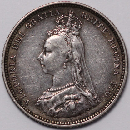 Great Britain 1887 Shilling Victoria Jubilee Head Crowned Shield Silver Coin - Image 2