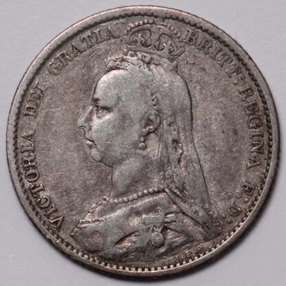 Great Britain 1887 Sixpence Victoria Jubilee Head Crowned Value Silver Coin - Image 2