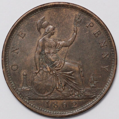 Great Britain 1862 Obverse 6, Reverse G One Penny Victoria S-3954 Bronze Coin - Image 3