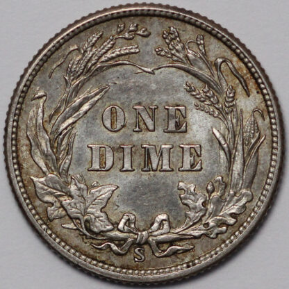 United States USA 1912-S Barber Dime 10C World Silver Coin - Better Date - Image 3