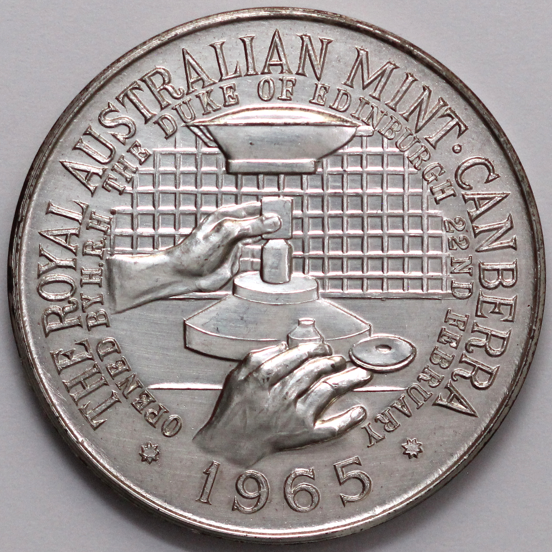 1965 Royal Australian Mint Opening & 1966 Decimal Coins Sterling Silver Medal - Image 2