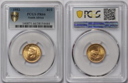 PCGS Graded PR66 South Africa 1952 Half Pound £1/2 George VI Proof Gold Coin - Image 2