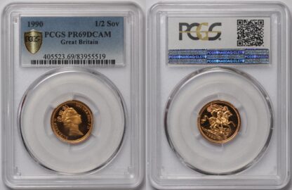 PCGS PR69DCAM Great Britain 1990 Half Sovereign Elizabeth II Gold Proof Coin - Image 2