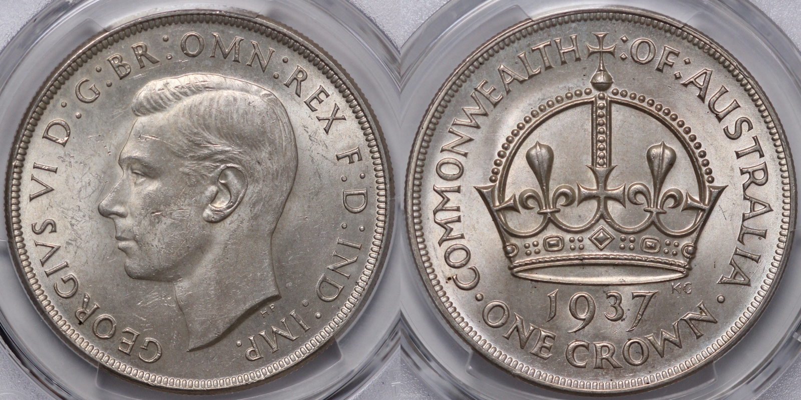 PCGS Graded MS62 Australia 1937 Crown George VI Uncirculated Silver ...