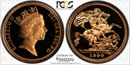PCGS PR69DCAM Great Britain 1990 Half Sovereign Elizabeth II Gold Proof Coin - Image 3