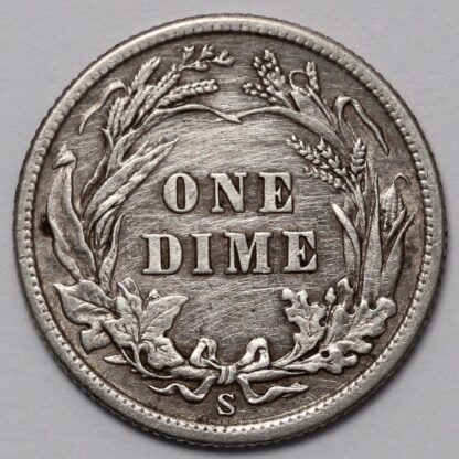 United States USA 1902-S Barber Dime 10C San Francisco Silver Coin - Better Date - Image 3