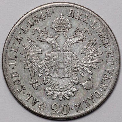 Austria 1841-A 20 Kreuzer Ferdinand I Vienna Mint KM#2208 World Silver Coin - Image 3