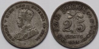 Ceylon 1925 25 Cents