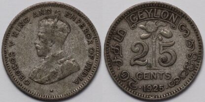 Ceylon 1925 25 Cents