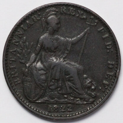 Great Britain 1822 George IV First Issue Farthing (Georgius IIII) Copper Coin - Image 3