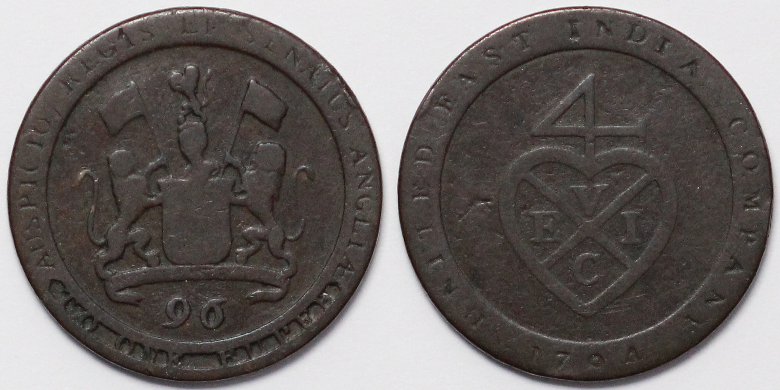 Dub Coin India-British Madras Presidency 1794 1/96 Rupee (1/2 Dub) KM# 392 ...