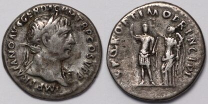 Trajan Denarius Crowned by Victory