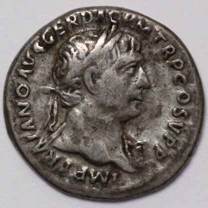 Ancient Roman Imperial Silver Coin Trajan AR Denarius AD 103-111 Crowned by Victory Scarce - Image 2