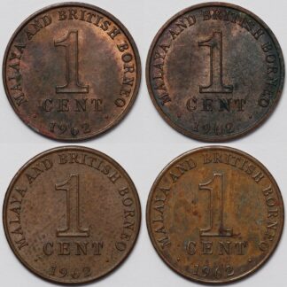 Lot of 4 Malaya 1962 1 Cent