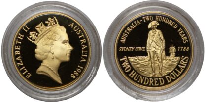 Australia 1988 $200 Gold Proof Coin Bicentenary First Fleet Arrival RAM - Image 2