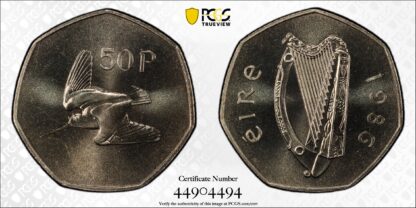 PCGS Graded PR67 Ireland Republic 1986 Fifty Pence 50p Copper-Nickel Coin Scarce - Image 3