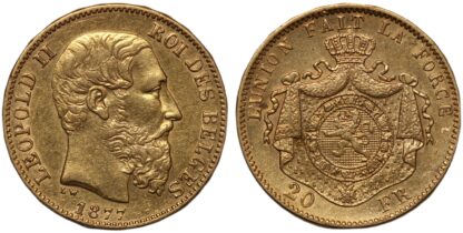 Belgium 1877 20 Francs