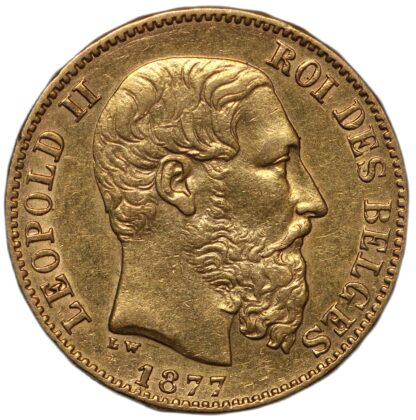 Belgium 1877 20 Francs Leopold II KM# 37 World Gold Coin - Image 2