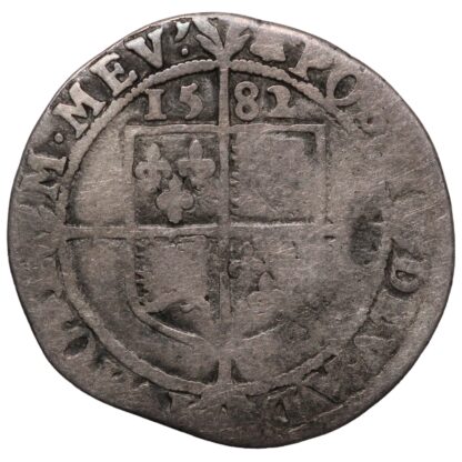 Great Britain 1582 Elizabeth I Sixpence Mintmark Bell Hammered Silver Coin - Image 3