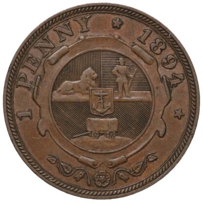 South Africa Republic ZAR 1894 Penny 1D KM# 2 World Bronze Coin - Image 3