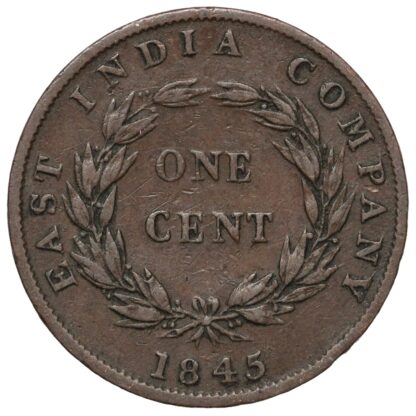 Straits Settlements 1845 One Cent 1C KM# 3 World Copper Coin - Image 3