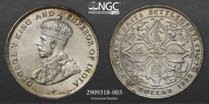 NGC Graded MS63 Straits Settlements 1920 Dollar $1 George V KM# 33 Silver Coin - Image 3