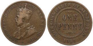 1919 Penny Dot under Lower Scroll